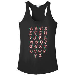 Christmas Alphabet Candy Cane Xmas Holiday Teacher Ladies PosiCharge Competitor Racerback Tank