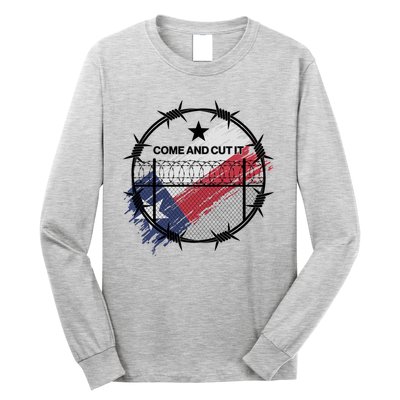 Come And Cut It Barbwire Texas Flag Long Sleeve Shirt