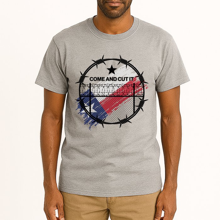 Come And Cut It Barbwire Texas Flag Tall T-Shirt