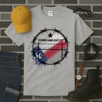 Come And Cut It Barbwire Texas Flag Tall T-Shirt