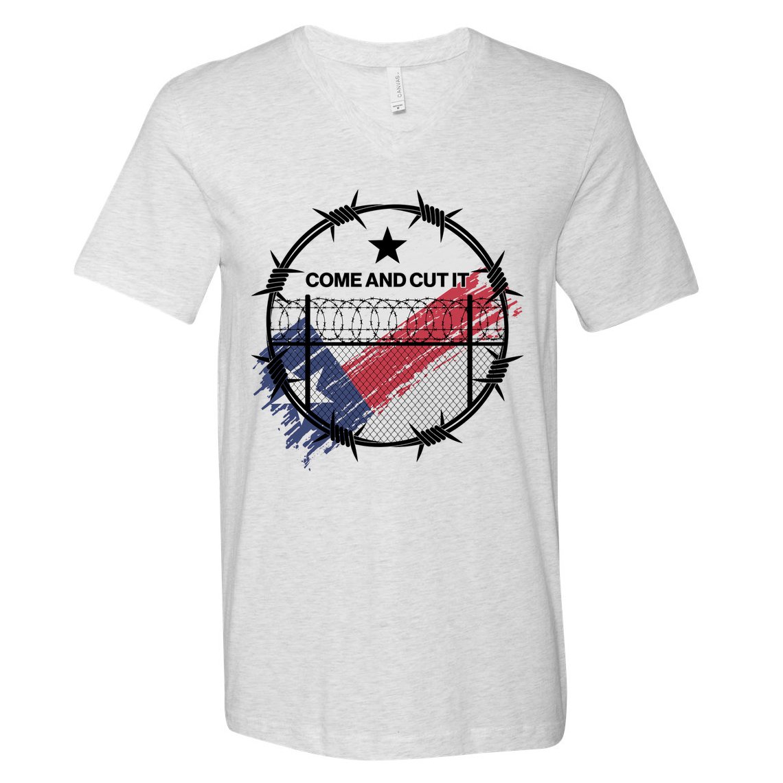 Come And Cut It Barbwire Texas Flag V-Neck T-Shirt