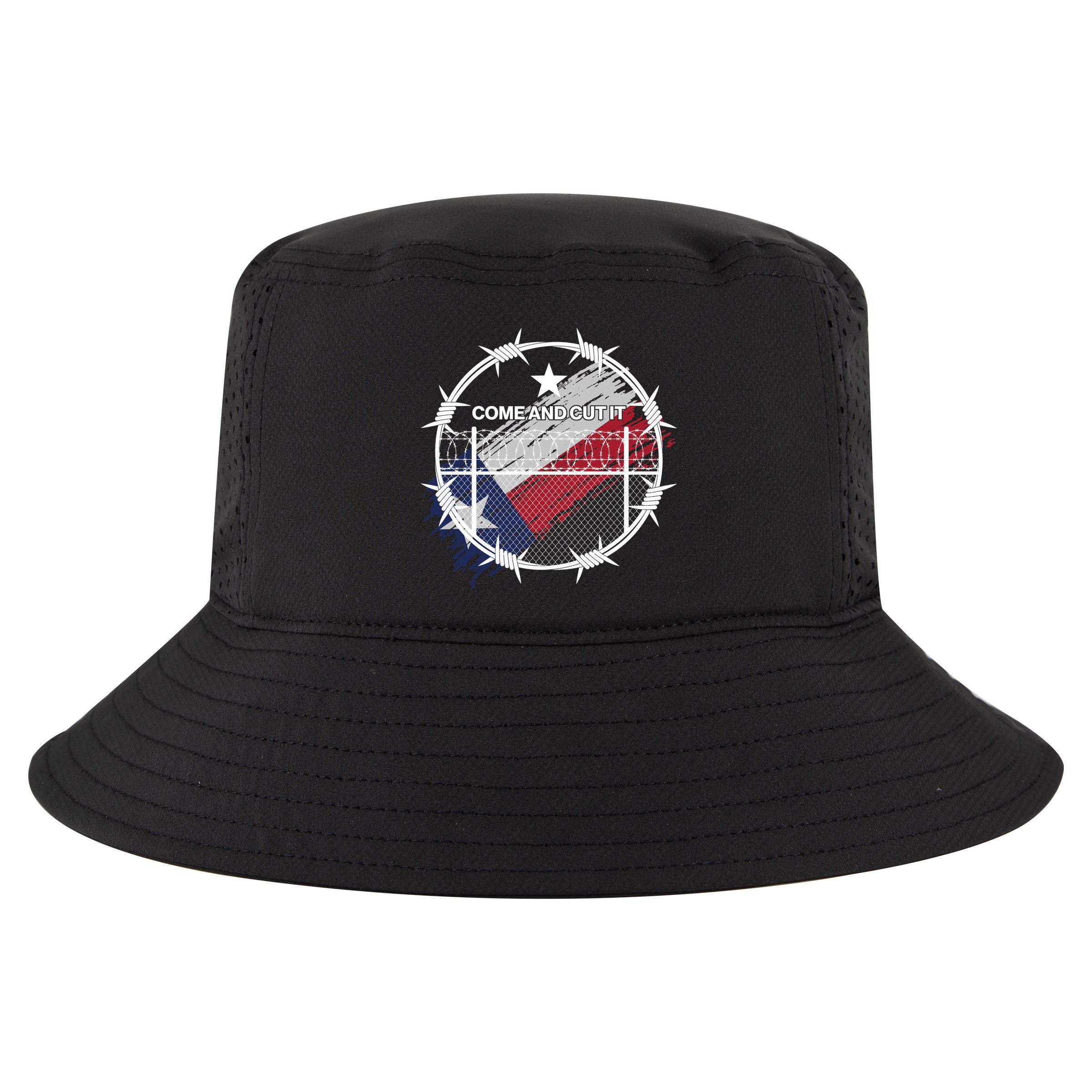 Come And Cut It Barbwire Texas Flag Cool Comfort Performance Bucket Hat