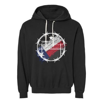 Come And Cut It Barbwire Texas Flag Garment-Dyed Fleece Hoodie