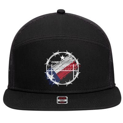 Come And Cut It Barbwire Texas Flag 7 Panel Mesh Trucker Snapback Hat