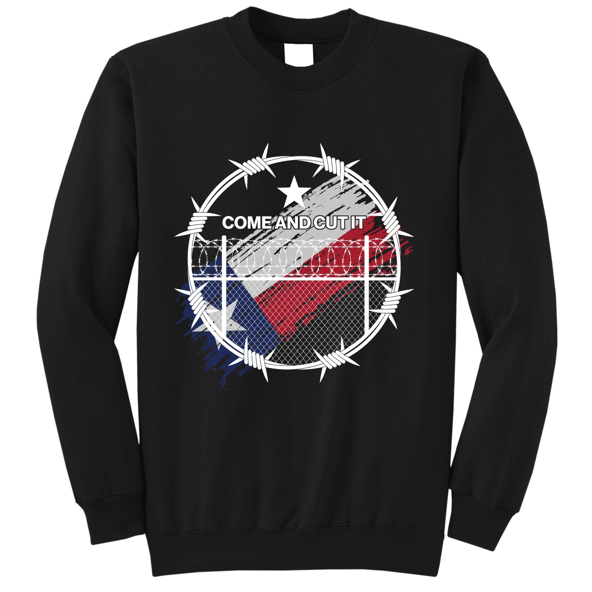 Come And Cut It Barbwire Texas Flag Sweatshirt