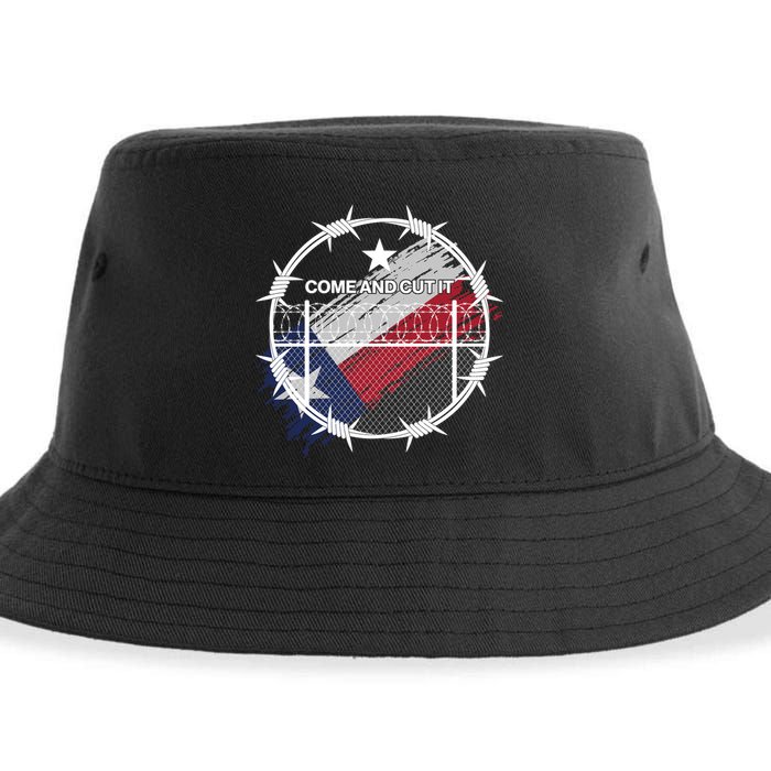Come And Cut It Barbwire Texas Flag Sustainable Bucket Hat