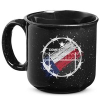 Come And Cut It Barbwire Texas Flag 15oz Campfire Ceramic Mug