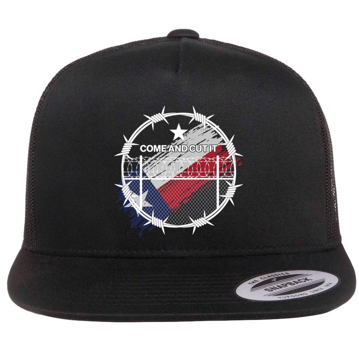 Come And Cut It Barbwire Texas Flag Flat Bill Trucker Hat