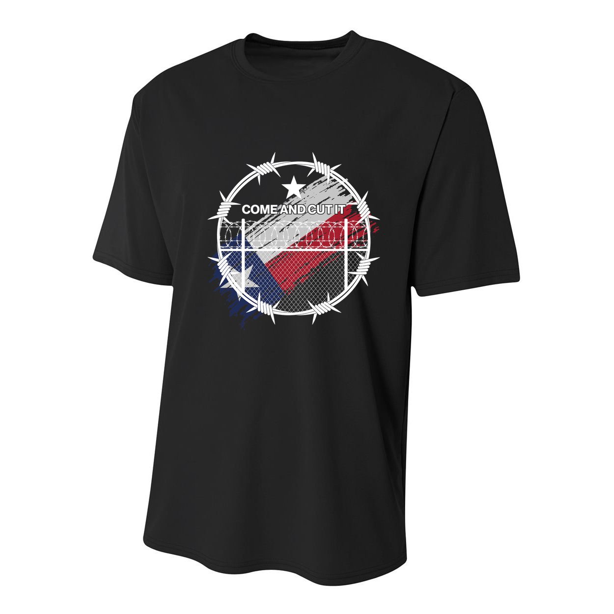 Come And Cut It Barbwire Texas Flag Youth Performance Sprint T-Shirt