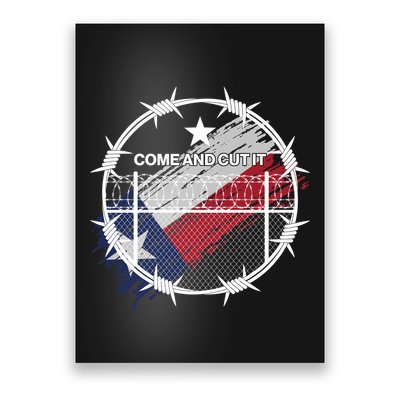 Come And Cut It Barbwire Texas Flag Poster