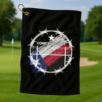 Come And Cut It Barbwire Texas Flag Golf Towel