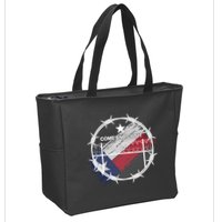 Come And Cut It Barbwire Texas Flag Zip Tote Bag