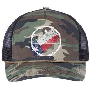 Come And Cut It Barbwire Texas Flag Retro Rope Trucker Hat Cap