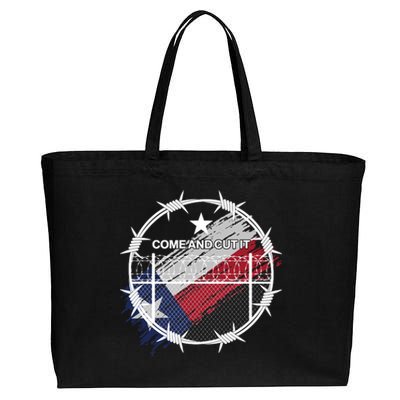 Come And Cut It Barbwire Texas Flag Cotton Canvas Jumbo Tote