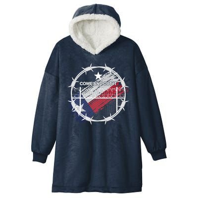 Come And Cut It Barbwire Texas Flag Hooded Wearable Blanket