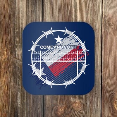 Come And Cut It Barbwire Texas Flag Coaster