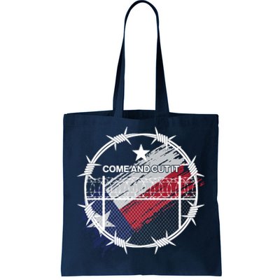 Come And Cut It Barbwire Texas Flag Tote Bag