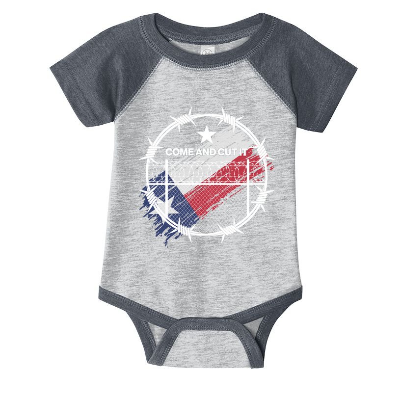 Come And Cut It Barbwire Texas Flag Infant Baby Jersey Bodysuit