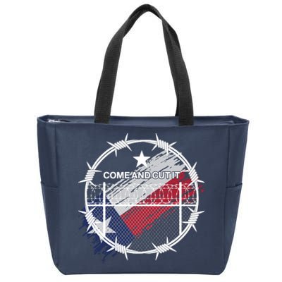 Come And Cut It Barbwire Texas Flag Zip Tote Bag