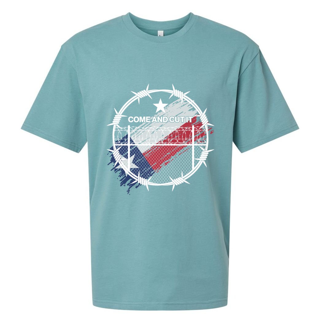 Come And Cut It Barbwire Texas Flag Sueded Cloud Jersey T-Shirt