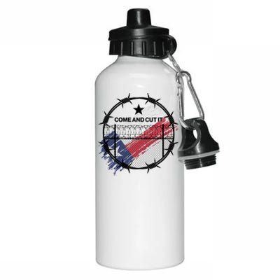 Come And Cut It Barbwire Texas Flag Aluminum Water Bottle 