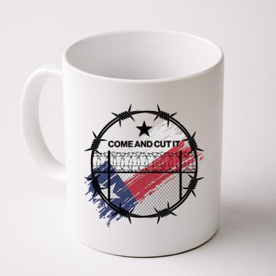 Come And Cut It Barbwire Texas Flag Coffee Mug