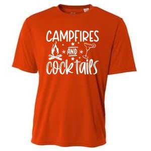 Campfires And Cocktails Funny Camper Camping Funny Ing Gift Cooling Performance Crew T-Shirt