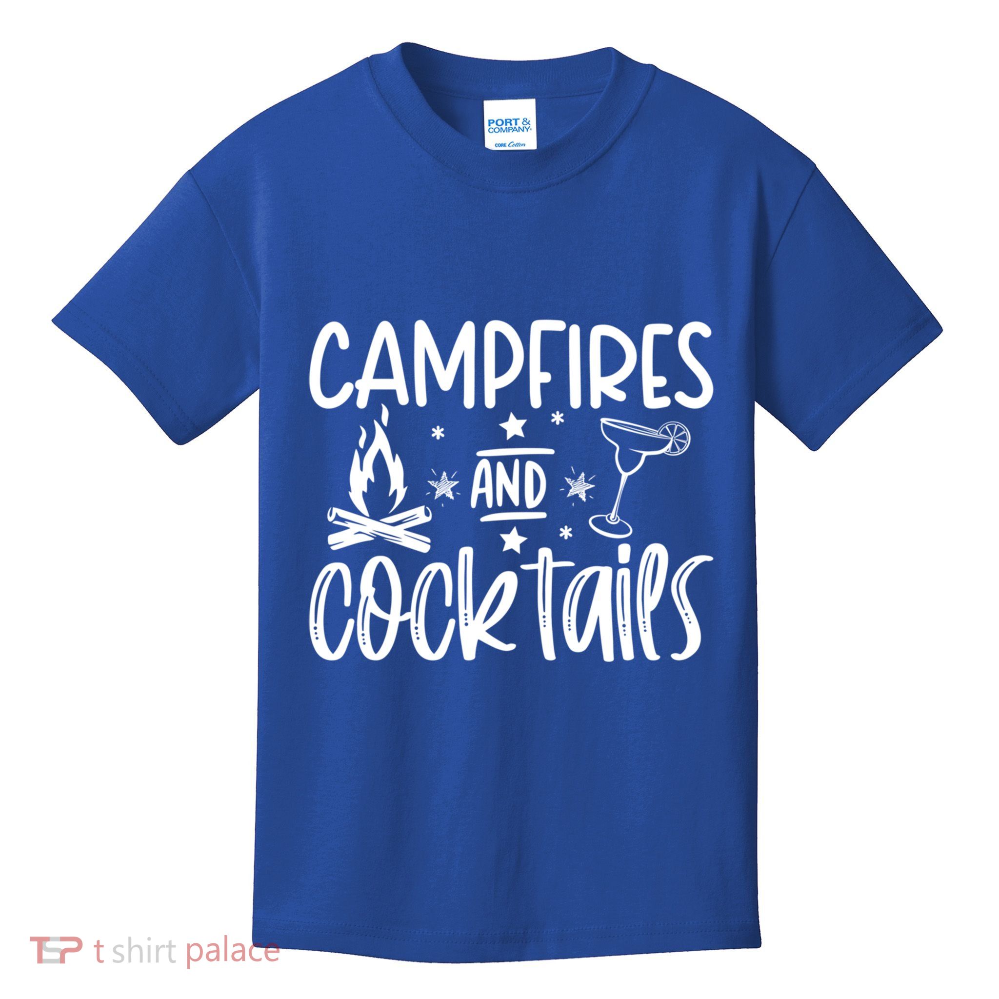 Campfires And Cocktails Funny Camper Camping Funny Ing Gift Kids T-Shirt