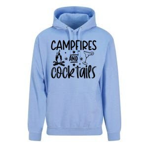 Campfires And Cocktails Funny Camper Camping Funny Ing Gift Unisex Surf Hoodie