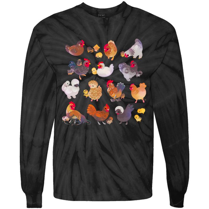 Chicken And Chick Tie-Dye Long Sleeve Shirt