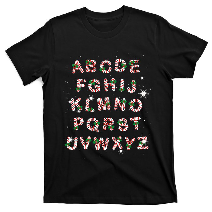 Christmas Alphabet Candy Cane Xmas Holiday Teacher T-Shirt