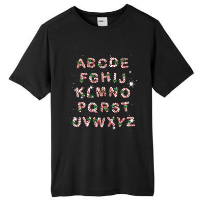 Christmas Alphabet Candy Cane Xmas Holiday Teacher Tall Fusion ChromaSoft Performance T-Shirt