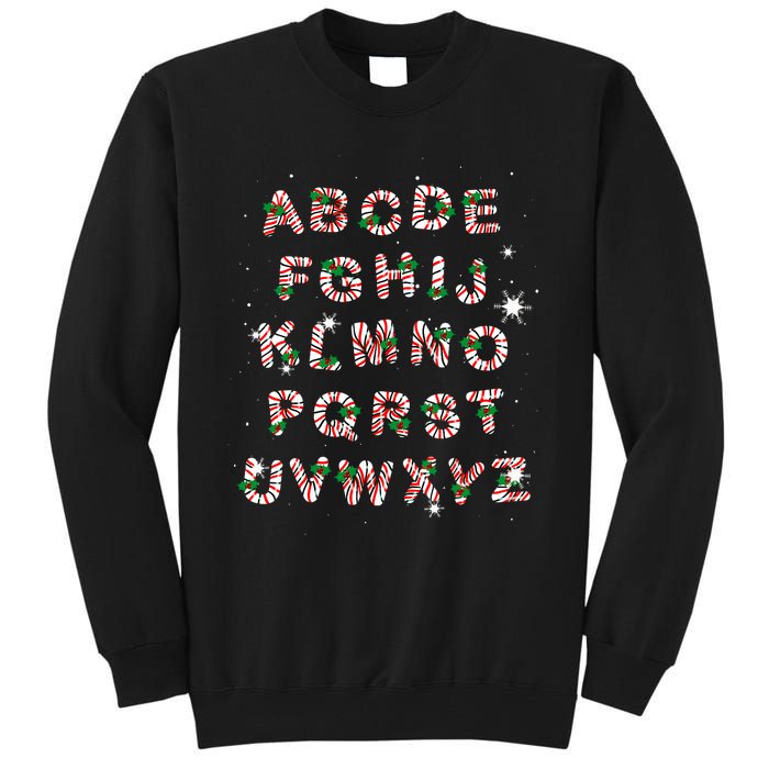 Christmas Alphabet Candy Cane Xmas Holiday Teacher Tall Sweatshirt