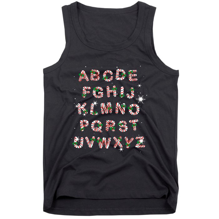 Christmas Alphabet Candy Cane Xmas Holiday Teacher Tank Top