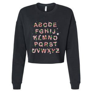 Christmas Alphabet Candy Cane Xmas Holiday Teacher Cropped Pullover Crew