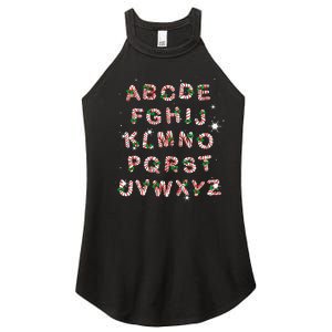 Christmas Alphabet Candy Cane Xmas Holiday Teacher Women's Perfect Tri Rocker Tank