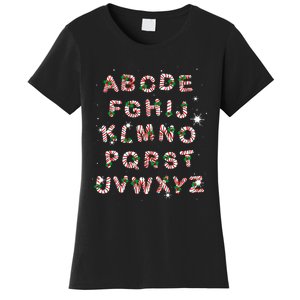 Christmas Alphabet Candy Cane Xmas Holiday Teacher Women's T-Shirt