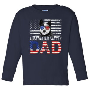 Cool Australian Cattle Dad Usa Flag Patriotic Fathers Day Toddler Long Sleeve Shirt