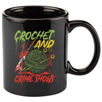 Crochet And Crime Shows Funny Crime Show Lover Knitting 11oz C Handle Ceramic Mug