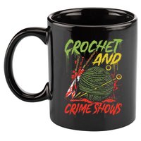Crochet And Crime Shows Funny Crime Show Lover Knitting 11oz C Handle Ceramic Mug