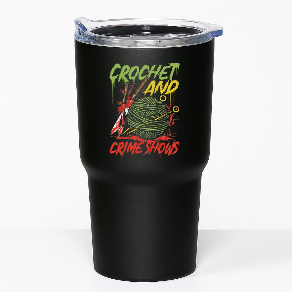 Crochet And Crime Shows Funny Crime Show Lover Knitting Tumbler