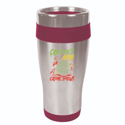 Crochet And Crime Shows Funny Crime Show Lover Knitting 16oz Travel Tumbler