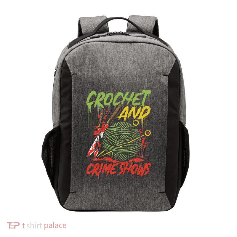 Crochet And Crime Shows Funny Crime Show Lover Knitting Vector Backpack