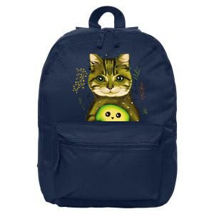 Cute Avocado Cat Avocato Cat Puns Cat Avocado Pet Lover 16 in Basic Backpack