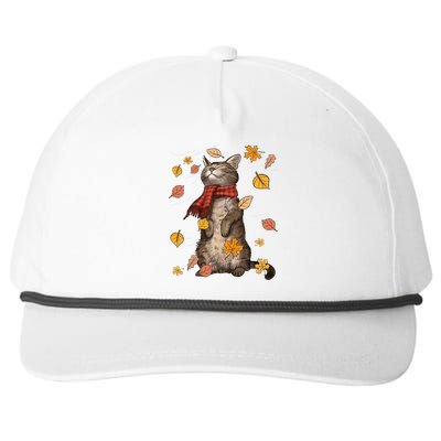 Cute Autumn Cat Fall Breeze Kitten Kitty Cat Lover Snapback Five-Panel Rope Hat