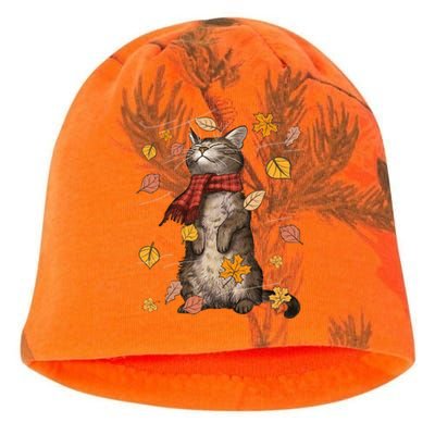 Cute Autumn Cat Fall Breeze Kitten Kitty Cat Lover Kati - Camo Knit Beanie