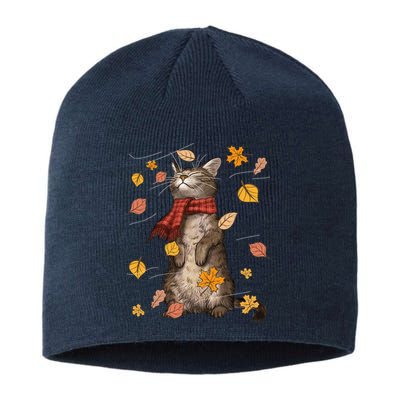 Cute Autumn Cat Fall Breeze Kitten Kitty Cat Lover Sustainable Beanie