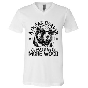 Cute American Clean Beaver Always Gets More Wood Beaver Love V-Neck T-Shirt