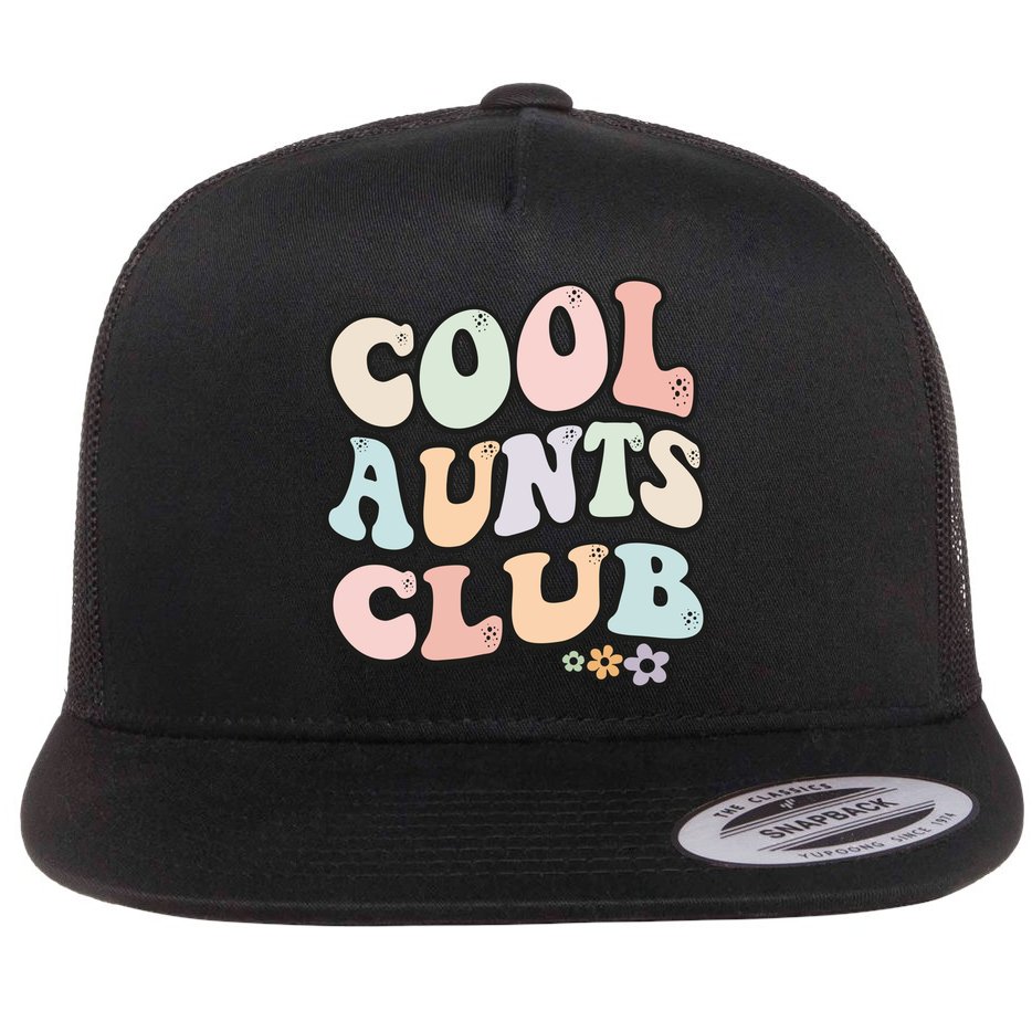 Cool Aunts Club Vintage Floral Colorful Cool Aunts Club Aunt Gift Flat Bill Trucker Hat