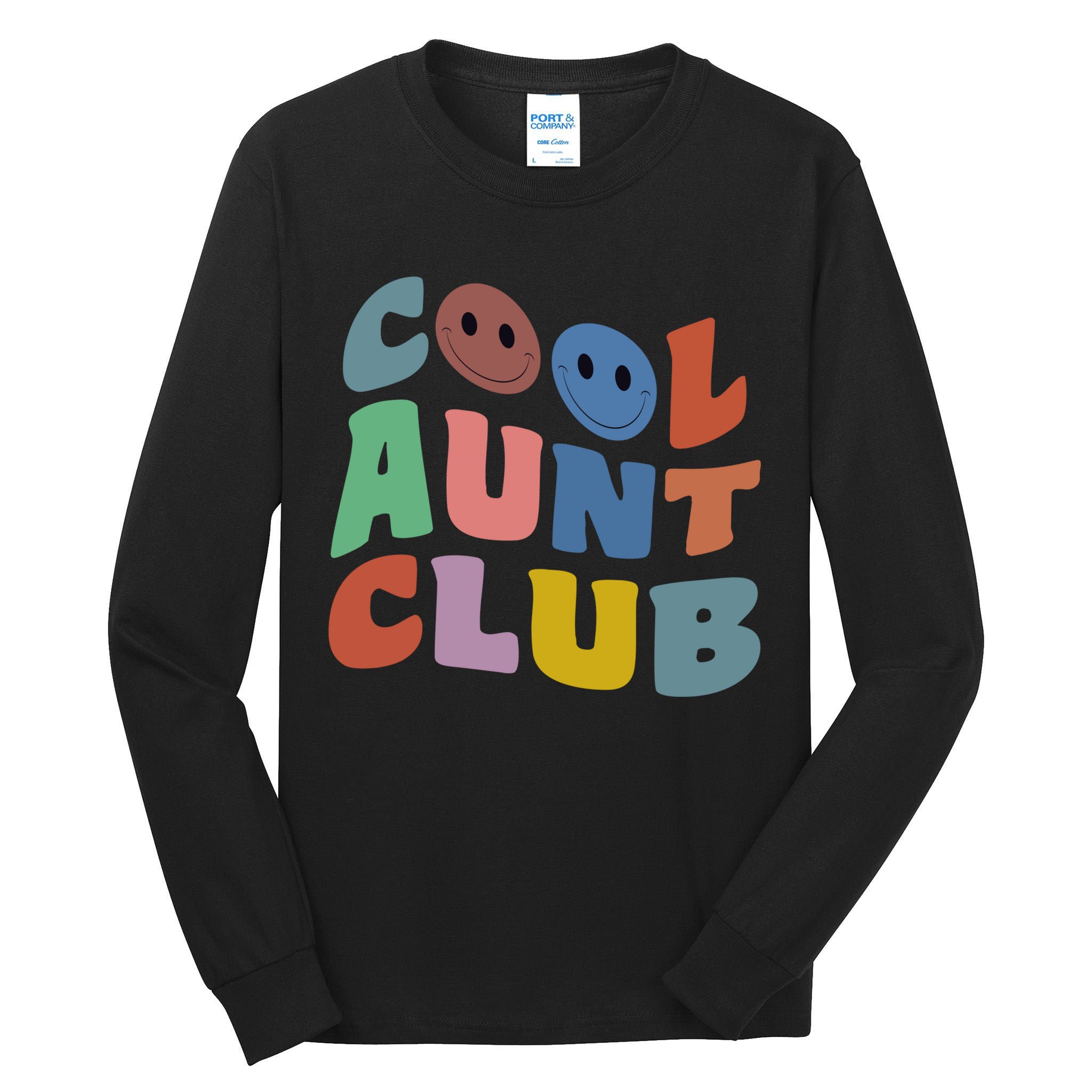 Cool Aunt Club Funny Smile Colorful Cool Aunt Club Aunties Tall Long Sleeve T-Shirt